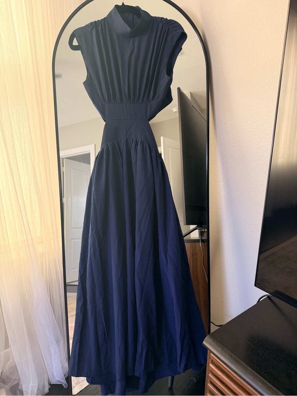 Commense Sleeveless High-Neck Navy Cutout Maxi Dress - Picture 3 of 11